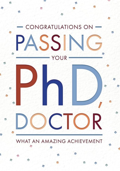 Classic Congratulations Card - Passing PhD - Typography created by Rebecca Prinn