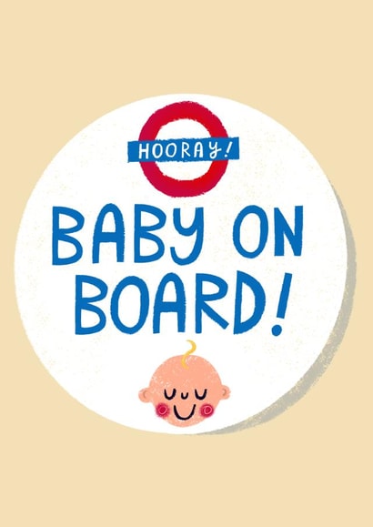 Cute London Tube Badge Pregnancy Card - Hooray! Baby on Board! created by @AimeeStevens.Design