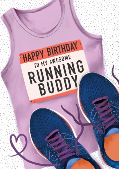 Running Hobby Birthday Card - Awesome Running Buddy created by Debbie Daley Illustrations