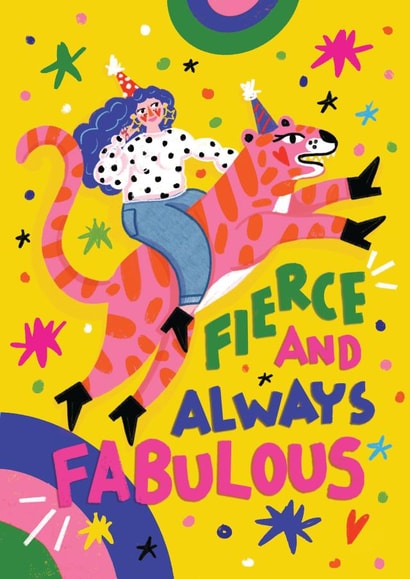 Cool Birthday Card - for your Fabulous Friend - She Is Fabulous created by NICHOLA COWDERY ILLUSTRATIONS 