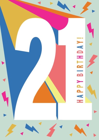 Happy 21st Birthday wishes - Modern colourful design created by Ally Marie Illustration
