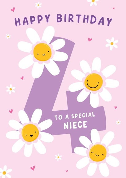 Daisies 4th Birthday Card - For Niece created by Macie Dot Doodles