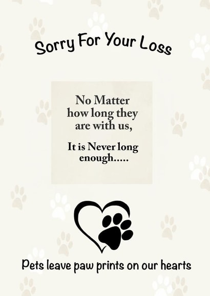 Pet Sympathy card - sorry for the loss of your fur friend created by Loui's Funky card Designs