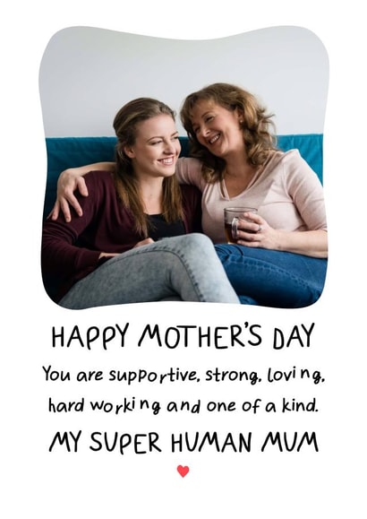 Heartfelt Mother's Day Photo Card - Super Human Mum created by @hollielonglanddesigns