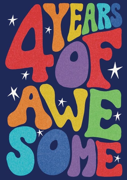 Fun 4th Birthday Card - 4 Years of Awesome created by Rebecca McConnachie