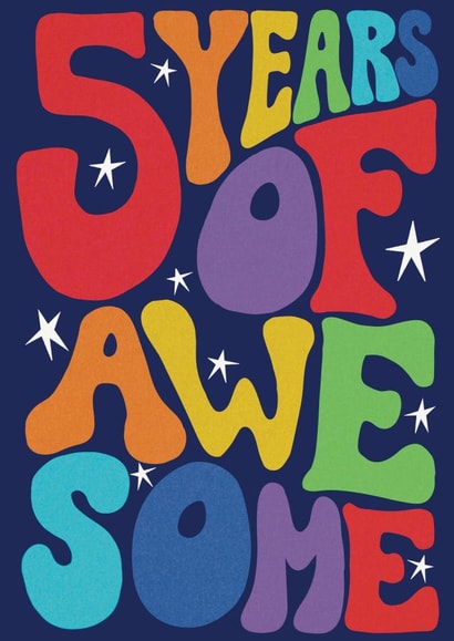 Fun 5th Birthday Card - 5 Years of Awesome created by Rebecca McConnachie