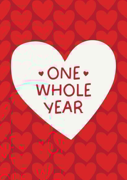 Cute Anniversary Card - First Anniversary - One Whole Year created by Puns and Needles
