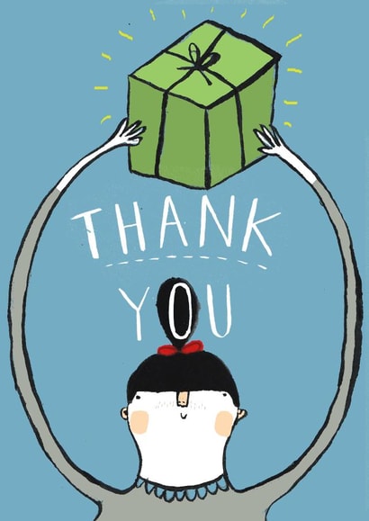 Cute Thank You Card - Girl with Present created by Emily Knight