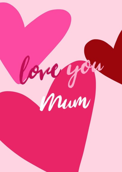 “Love you mum” cute hearts Mother’s Day card design created by Ciess Prints