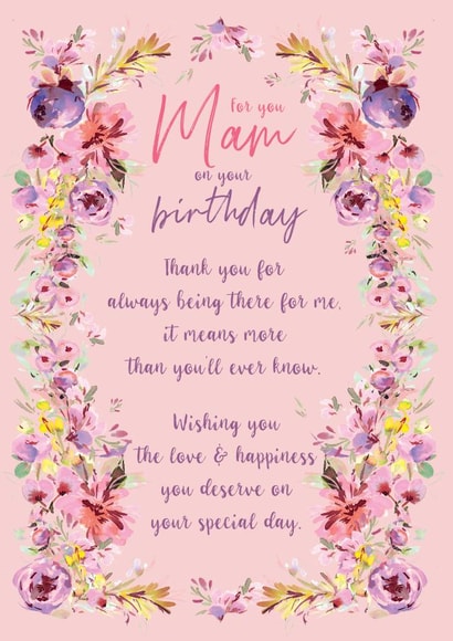 Pretty Floral Frame Birthday Card - for Mam created by Rebecca Prinn