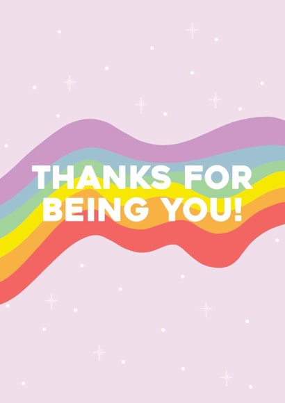 Cute Rainbow Thank You Card - Thanks for being you! created by Jamie Lindsay