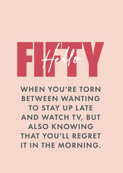 Funny 50th Birthday Card - Hello 50 created by Poppy Lane