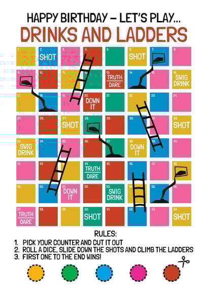 Interactive Birthday Card - Drinking Game - Drinks and Ladders created by AbiGoLucky