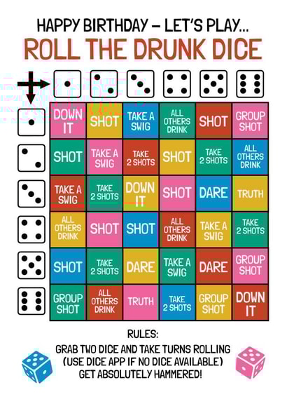 Birthday Interactive Game Card - Drunk Dice created by AbiGoLucky