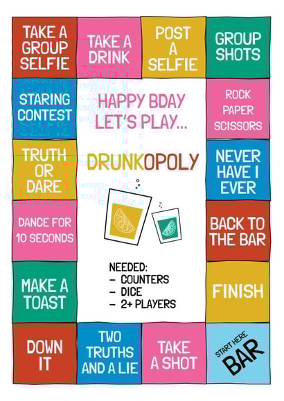 Interactive Birthday Game Card - Drunkopoly created by AbiGoLucky