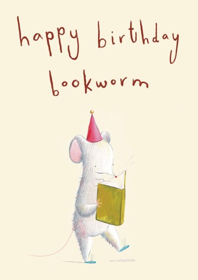 Cute Mouse Birthday Card - for the Bookworm in your Life created by Genevieve Aspinall
