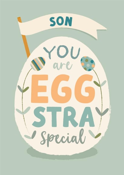 Cute Easter Card - for an EGGstra Special Son - Easter Egg created by The Pattern Press