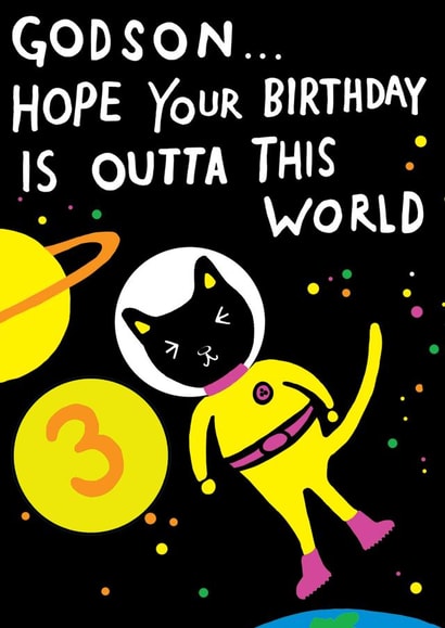 Cute Birthday Card - for 3 Year Old - For Godson created by Earlybird