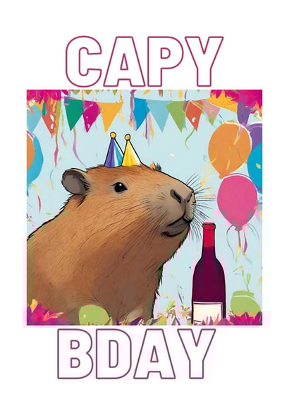 Capybara Birthday Card - Capy Bday created by Hannah's Designs