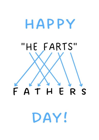 Father's Day - Funny Cards For Dad - Happy He Farts Day - Rude - Anagram created by Coja Prints