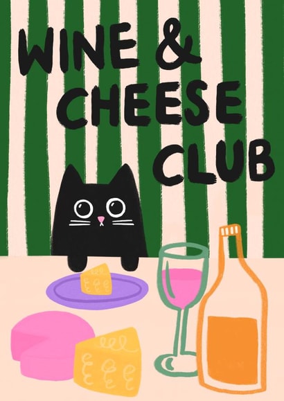 Cute Arty Card - Wine and Cheese Club created by The Paper Tail 