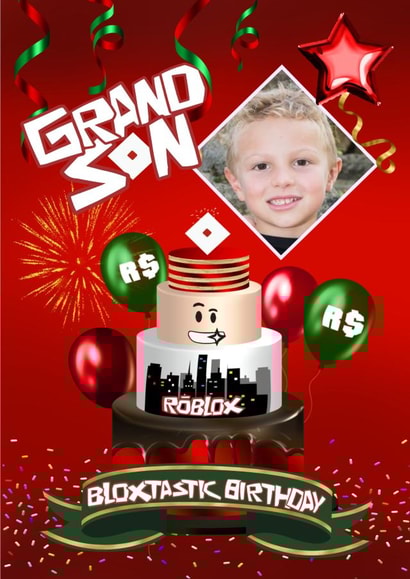 Cute Birthday Photo Card - For Grandson - Roblox created by Kerrylovescards