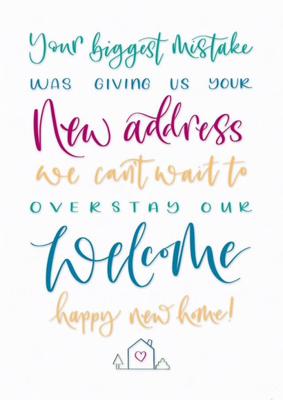 Funny new home card for friends created by Magpie Designs UK
