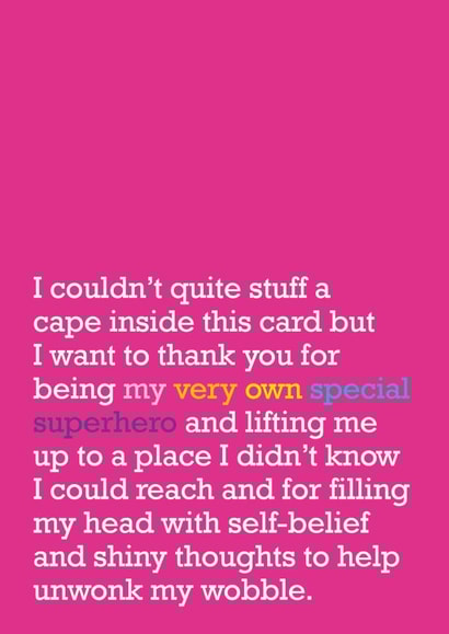 Heartfelt Thank You Card - Special Superhero created by The Right Lines