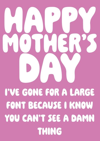 Happy Mother's Day - Funny Cheeky Card to Mum - Can't See Glasses created by SideHustleVibes