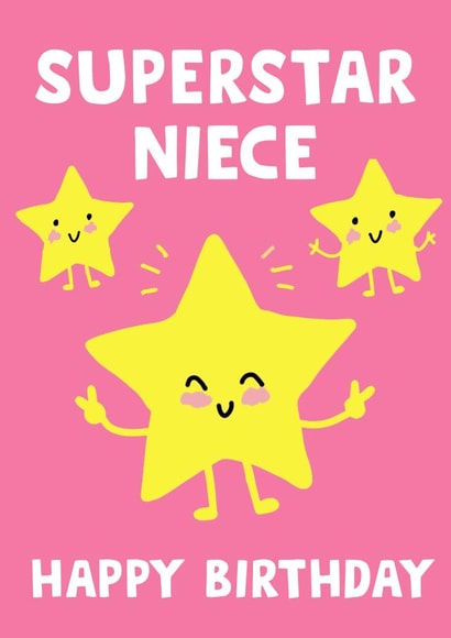 Cute Birthday Card - Niece - Superstar created by tea please
