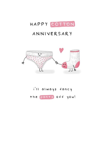 Cute Anniversary Card - Pants & Sock - Cotton - 2nd created by Larry the Match