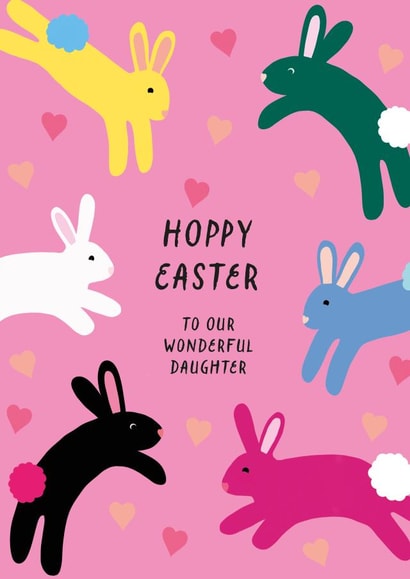 Cute Funny Hoppy Bunnies - Hoppy Easter - Daughter created by Paper Heart Designs