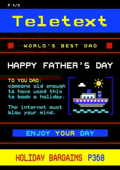 Funny Teletext Father's Day Card - Retro Father's Day created by Of Life & Lemons Ltd.