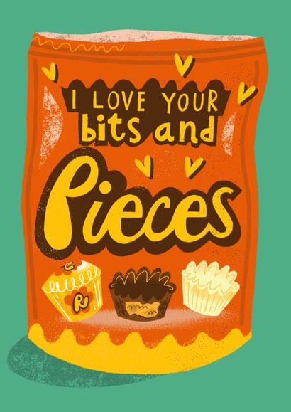 Cute Anniversary Card - Reeces Pieces - I Love Your Bits and Pieces! created by @AimeeStevens.Design