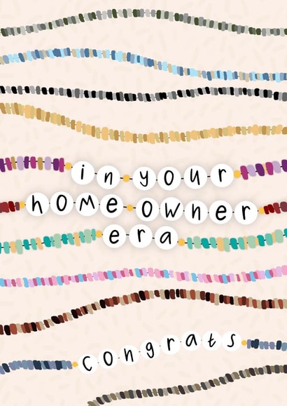 Cute New Home Card - Friendship Bracelet - Taylor Swift - Homeowner Era Pun created by Pink Sky Studios