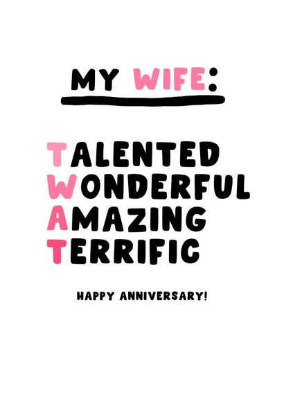 Funny Anniversary Card - For Wife - Twat created by Pink Peach Cards