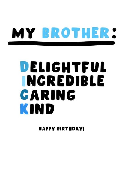 Funny Birthday Card - For Brother - Dick created by Pink Peach Cards