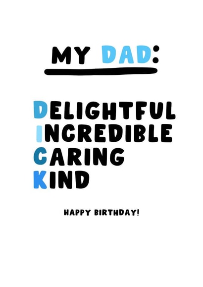 Funny Birthday Card - For Dad - Dick created by Pink Peach Cards