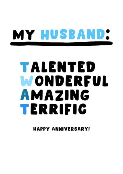 Funny Happy Anniversary Card - For Husband - Twat created by Pink Peach Cards