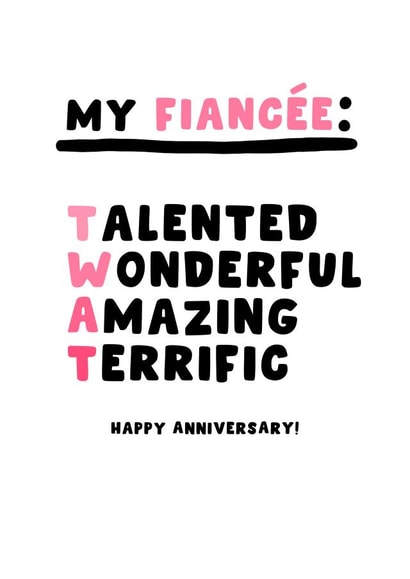 Funny Anniversary Card - For Fiancee - Twat created by Pink Peach Cards