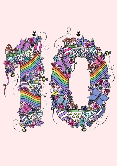 Cute 10th Birthday Card - For Girls - Celebration created by Jenny Wren Designs