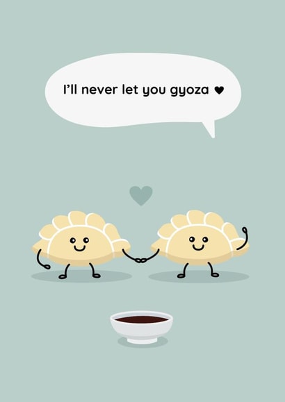 Cute Anniversary Card - Pair of Gyoza in Love created by Printabelle Co.