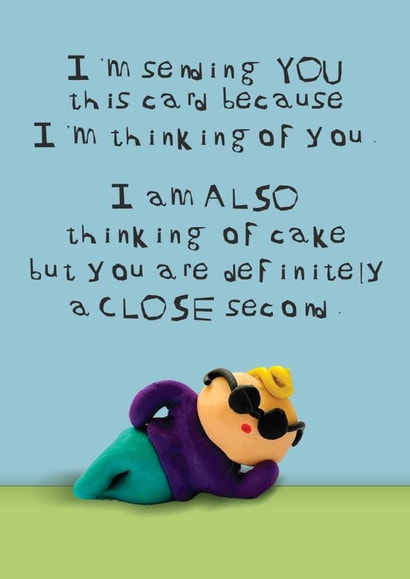 Funny Thinking of You Card - Thinking of Cake created by CHARLOTTE WEBB UK