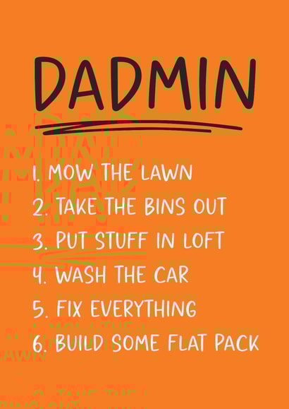 Funny Father's Day Card - For Dad - Dadmin Joke created by Tiger Feet Creations