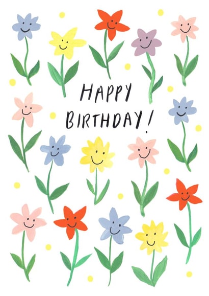 Cute Birthday Card - Smiley Flowers created by Just like Sophie