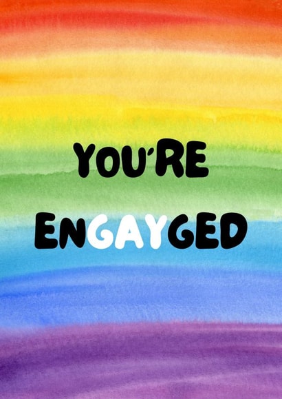 Cute Gay Engagement Card - You're Engayged - Pun created by Georgia