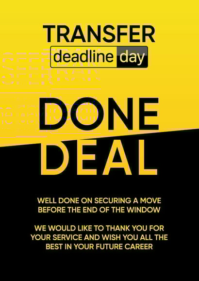 Funny Leaving Card For Staff and Co-workers – Transfer Deadline Day created by Paul Stevens