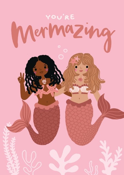 Cute Friendship Card - Mermaids - You're Mermazing created by Jen Sullivan