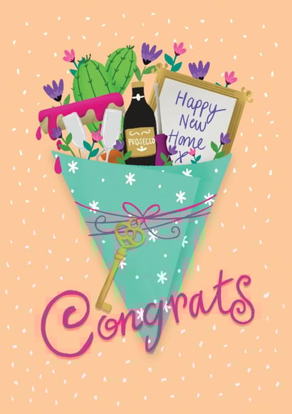 Pretty New Home Card - New Home Flower Essentials Bouquet created by Nisha Limbachia