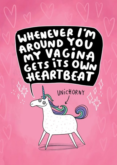 Naughty Anniversary Card - Unicorn - Vagina Heartbeat created by Katie Abey